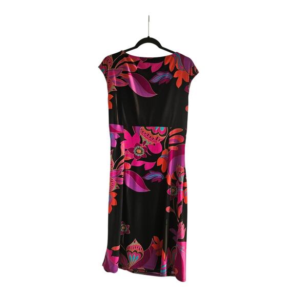 Evan-Picone Dress Sleeveless RETRO Floral Stretch Pullover Ruching MISSING SIZE - Picture 2 of 9